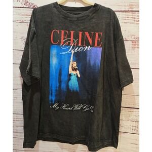 1998 Tour Celine Dion Distressed Retro Tee "My Heart Will Go On" X Large Vintage